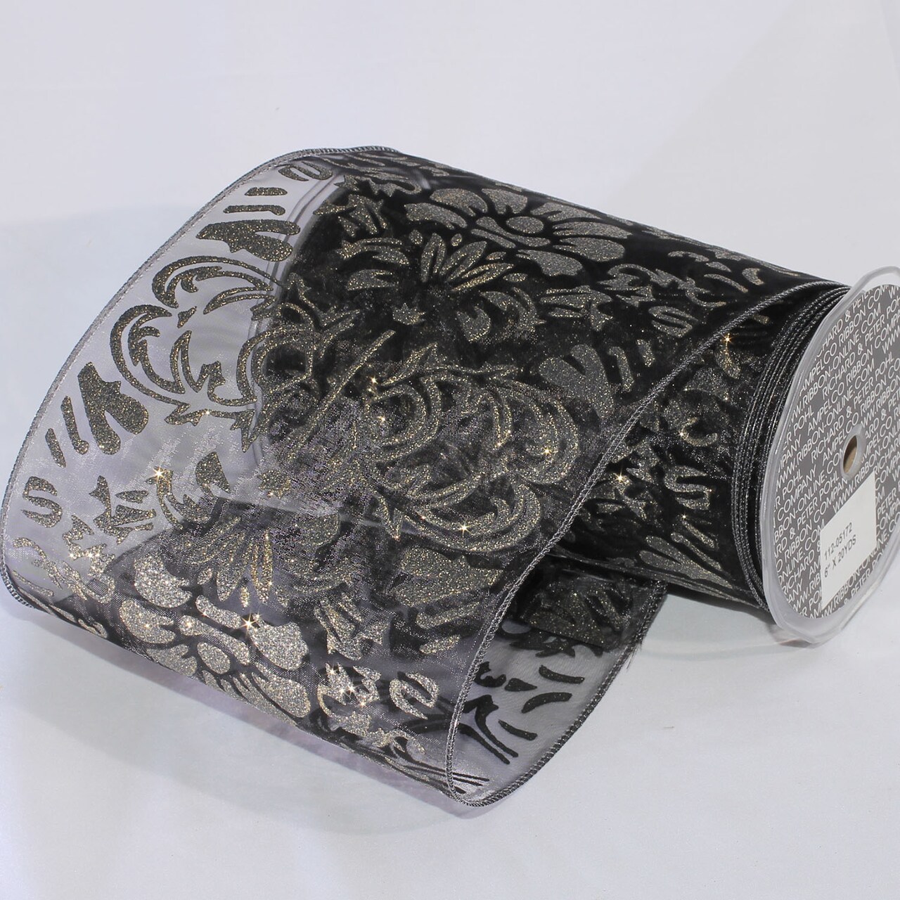 The Ribbon People Sheer Black and Gold Wired Craft Ribbon 6" x 20 Yards